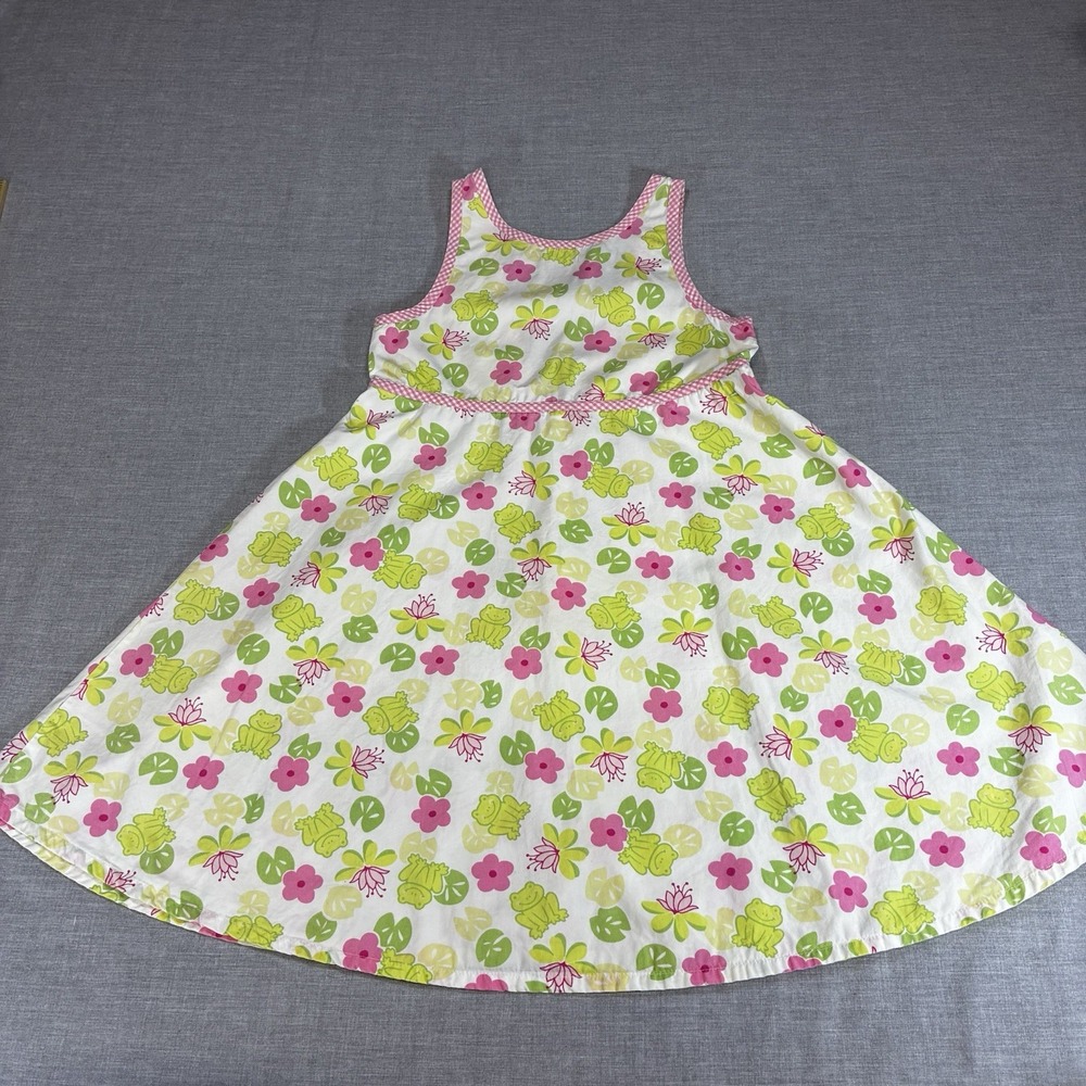 Vintage Gymboree Leapin' Lily Pads Girls XXL 7 Years Green & Pink Frog Dress